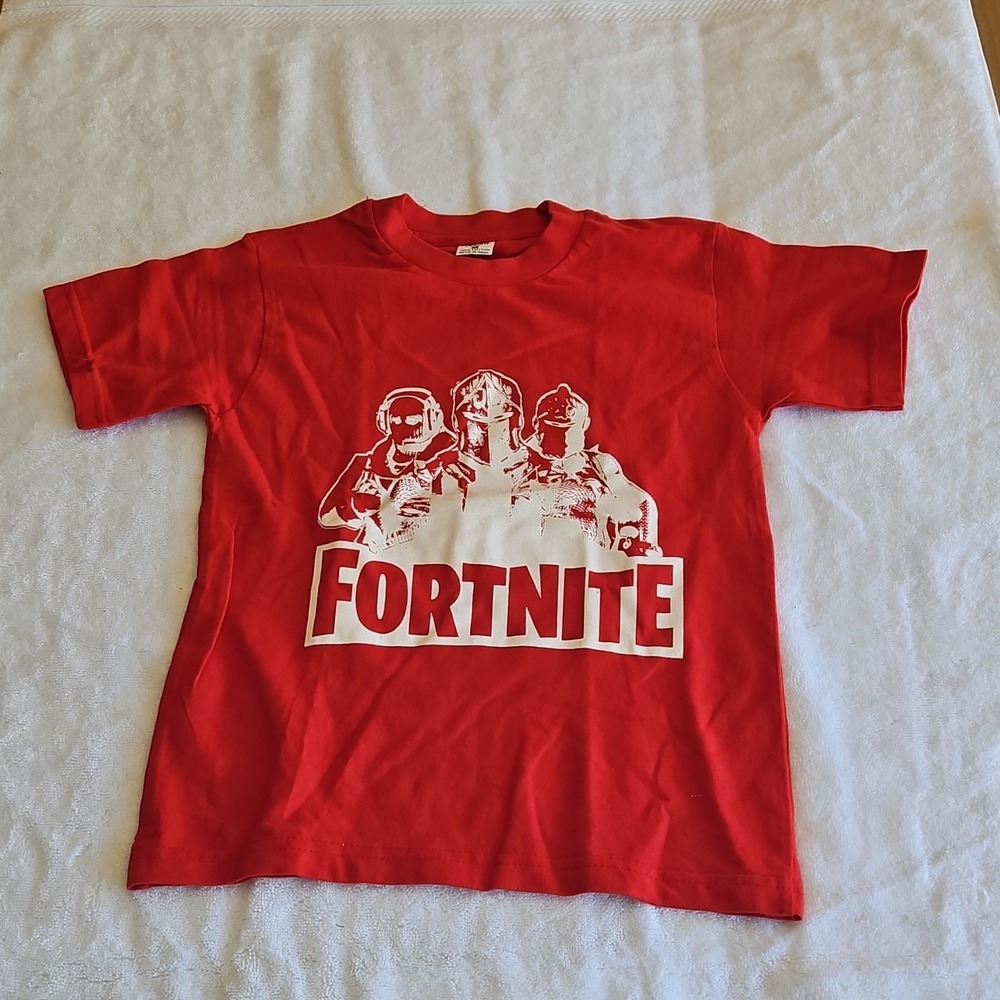 Velan Fortnite Kids Red Graphic Print T-Shirt 100% Cotton Crew Neck Size M